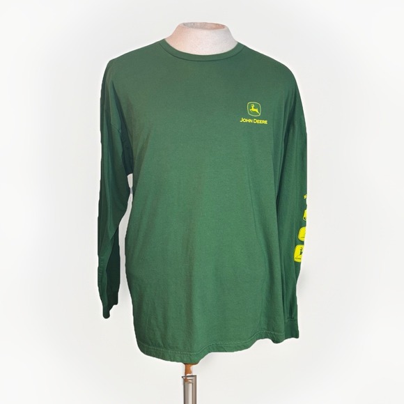 John Deere Logo Timeline Long Sleeve Men's Size XL Green Crew Neck - Picture 2 of 5